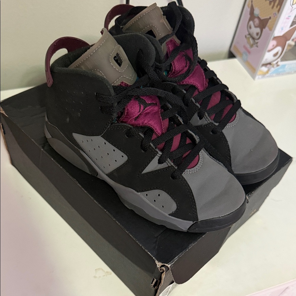 Jordan Kids Sneakers in Black and Gray with Maroon Accents